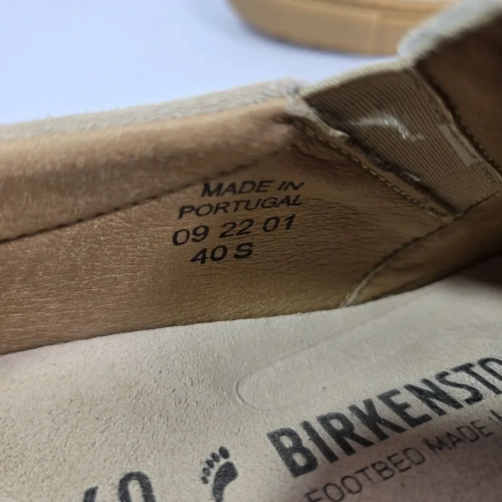 Birkenstock Women's Beige Suede Slip-On Flats